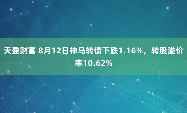天盈财富 8月12日神马转债下跌1.16%，转股溢价率10.62%