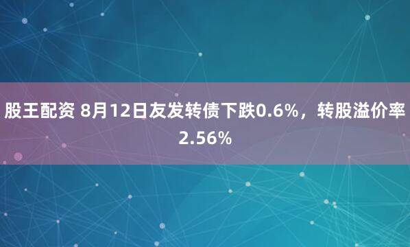 股王配资 8月12日友发转债下跌0.6%，转股溢价率2.56%